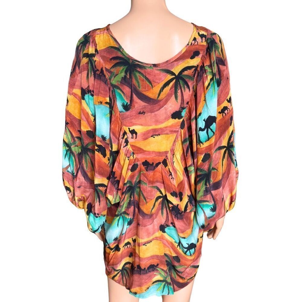 Chufy Oasis Desert Camel Print Boho Tunic Mini Dress Coverup Resortwear Small - Picture 5 of 7